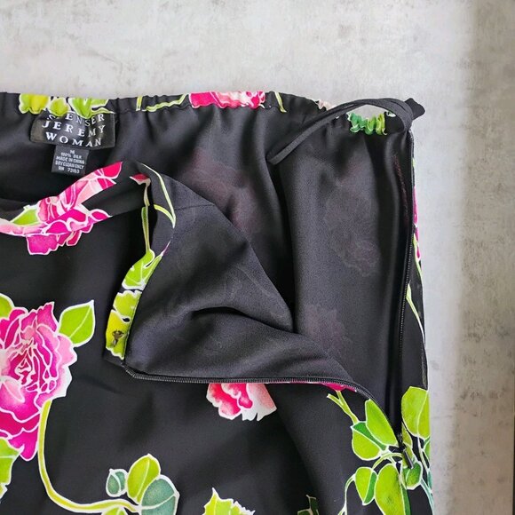 Spenser Jeremy Silk Midi Skirt Womens Plus 16 Rose Floral Romantic Whimsigoth - Picture 7 of 10